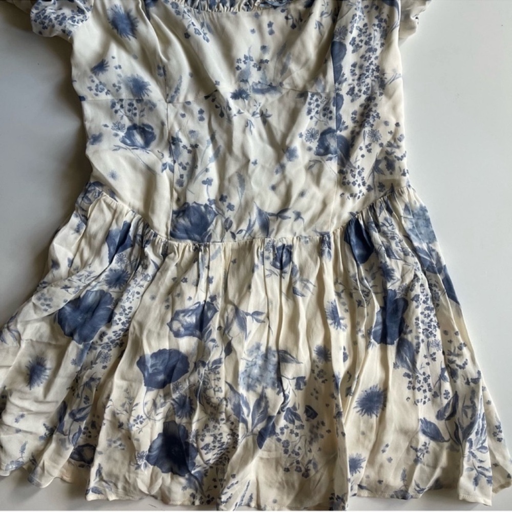 Reformation Cream and Blue Floral Mini Dress - Picture 6 of 14